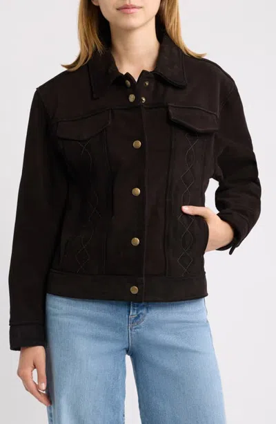 Frye Cow Split Leather Jacket In Brown