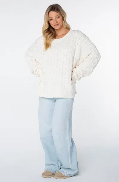 Roxy Cold Front Cable Stitch Sweater In White
