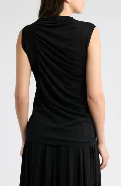 Odd Muse Semisheer Ruched Top In Black