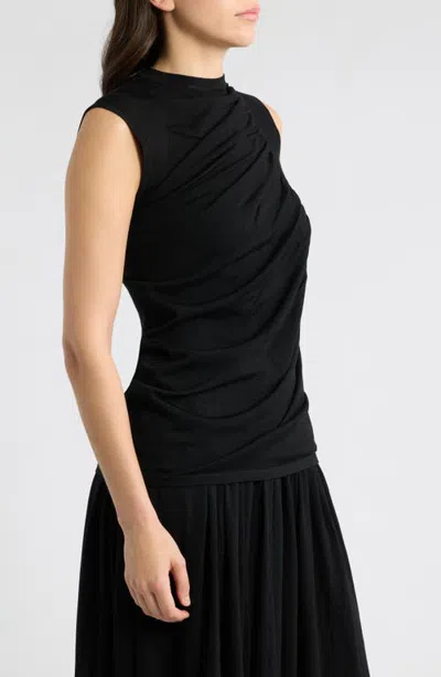 Odd Muse Semisheer Ruched Top In Black