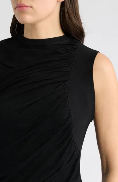 Odd Muse Semisheer Ruched Top In Black