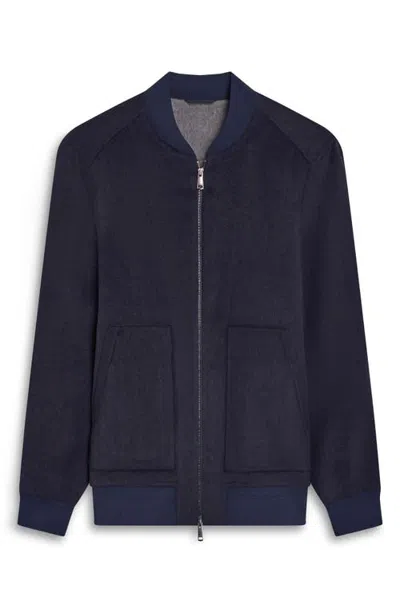Bugatchi Wool Blend Bomber Jacket In Blue