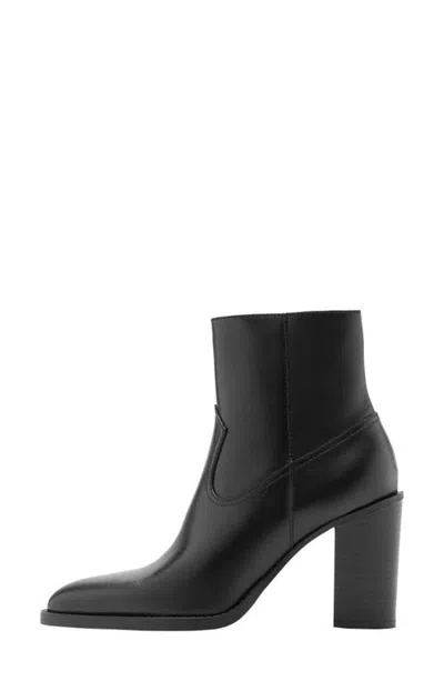 Mango Pointed Toe Leather Bootie In Multi