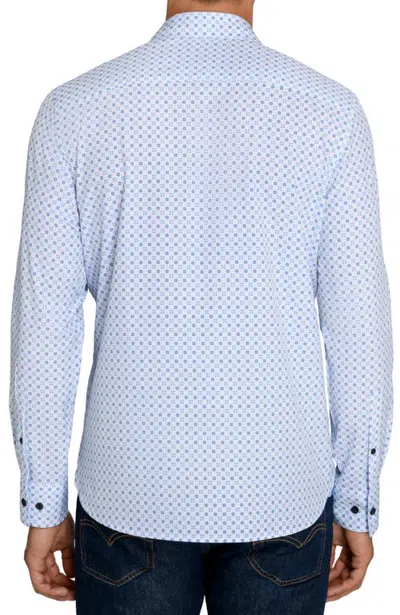 Construct Slim Fit Maritime Dot Performance Stretch Long Sleeve Shirt In Blue