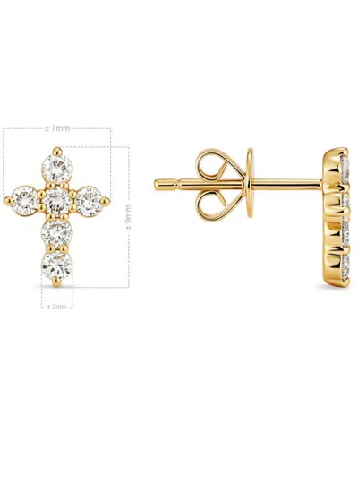 Devata Cross Lab Grown Diamond Stud Earrings In Gold
