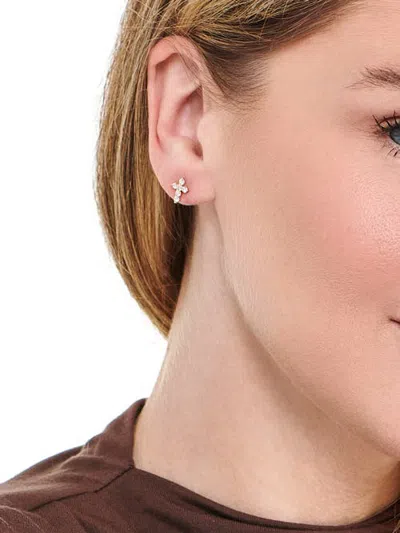 Devata Cross Lab Grown Diamond Stud Earrings In Gold