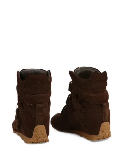 Naked Wolfe Element Croc-effect Touch-strap Sneakers In Brown