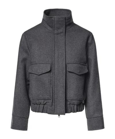 Ottod'ame Elasticated-hem Flap-pocket Jacket In Gray