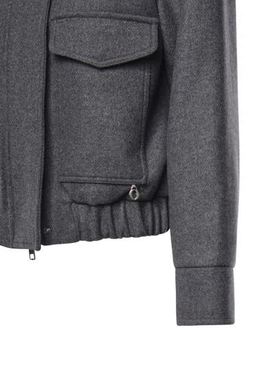 Ottod'ame Elasticated-hem Flap-pocket Jacket In Gray