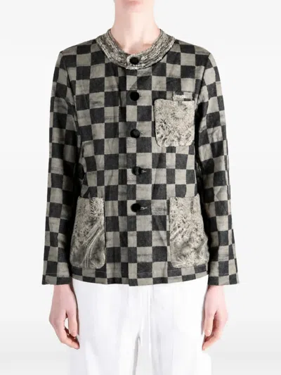 CHECK-PATTERN PATCH-POCKET JACKET