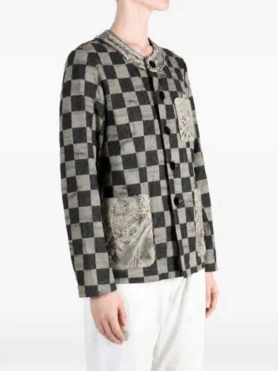 CHECK-PATTERN PATCH-POCKET JACKET
