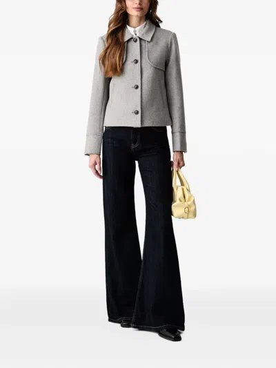 Morgan Button-up Collared Jacket In Gray