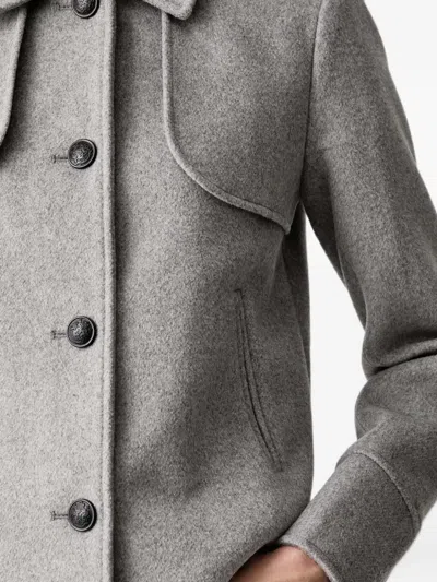 Morgan Button-up Collared Jacket In Gray