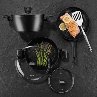 Korkmaz 2 Piece 4.6 Liter Alumium Nonstick Casserole Dish In Black ...