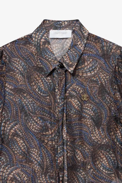 Roberto Cavalli Seidenhemd Mit Python-print In Gray
