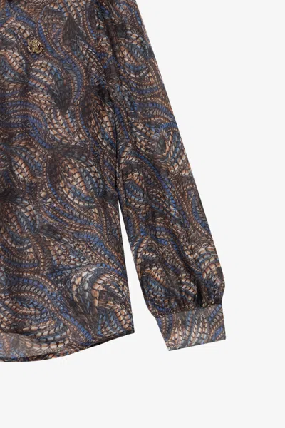 Roberto Cavalli Seidenhemd Mit Python-print In Gray