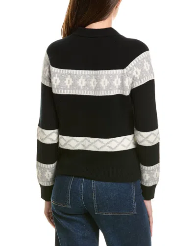 Kokun Polo Pattern Half Zip 100% Cashmere Pullover In Black