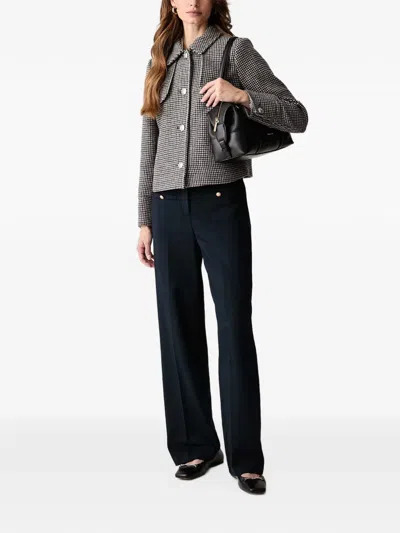 HOUNDSTOOTH-PATTERN BUTTON-UP JACKET