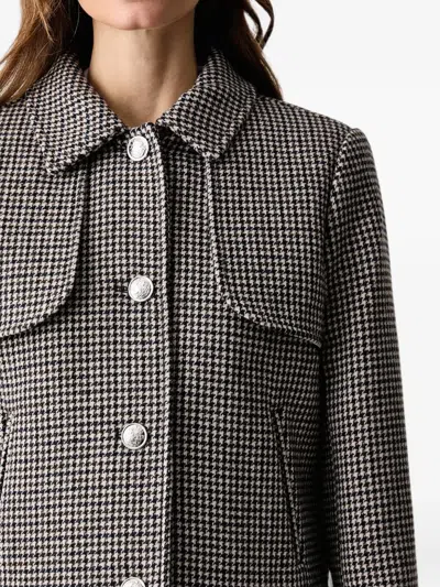 HOUNDSTOOTH-PATTERN BUTTON-UP JACKET