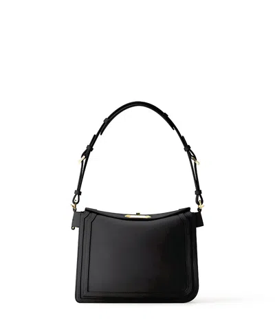 Lanvin Compagnon Small Asymmetrical Bag With A Python Finish In Black
