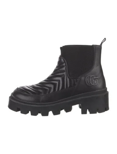 Pre-owned Gucci Double G Logo Leather Chelsea Boots In Black | ModeSens