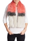 YVES SALOMON Colorblock Fox Fur Scarf
