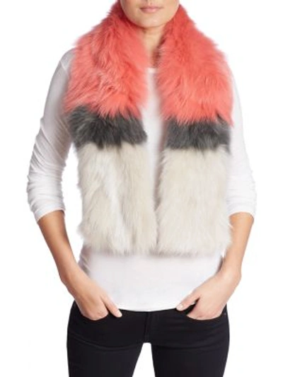 Yves Salomon Colorblock Fox Fur Scarf In Na