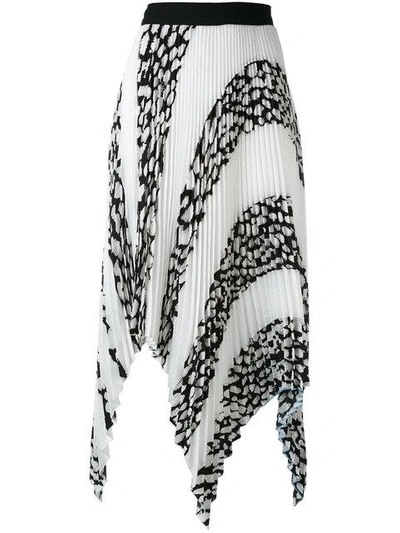 Proenza Schouler Printed Pleated Cloque Arched Asymmetric Skirt In White