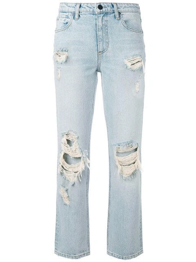 Shop Alexander Wang Destroyed Cult Straight-leg Jeans In Blue