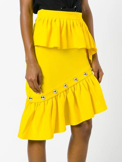 Shop Marques' Almeida Studded Ruffle Skirt In Yellow