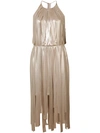 HALSTON HERITAGE metallic strips dress,DRYCLEANONLY