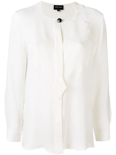 Giorgio Armani Collarless Shirt In White