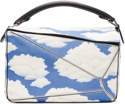 Loewe Black & Blue Handpainted Clouds Puzzle Bag