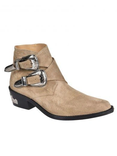 Shop Toga Pulla Double Buckle Ankle Boots In Kaki