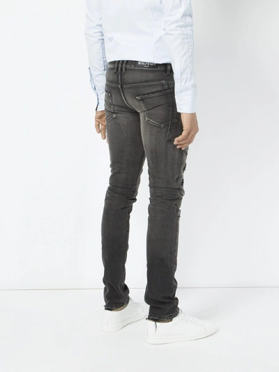Shop Balmain Distressed Skinny Jeans