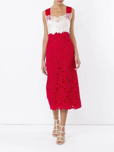 Shop Valentino Floral Lace Skirt