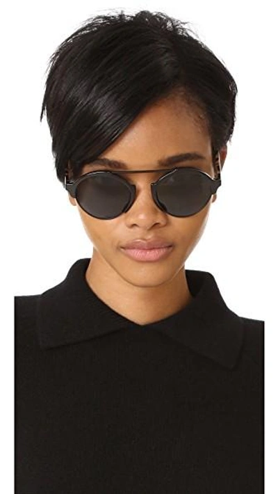 Shop Illesteva Milan Iii Sunglasses In All Black Tortoise/grey