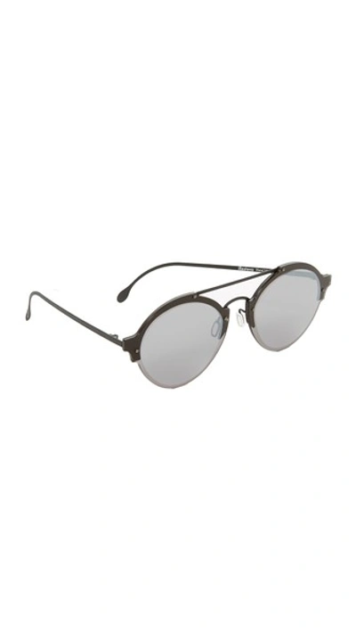 Illesteva Malpensa Chrome Sunglasses In Matte Black/grey