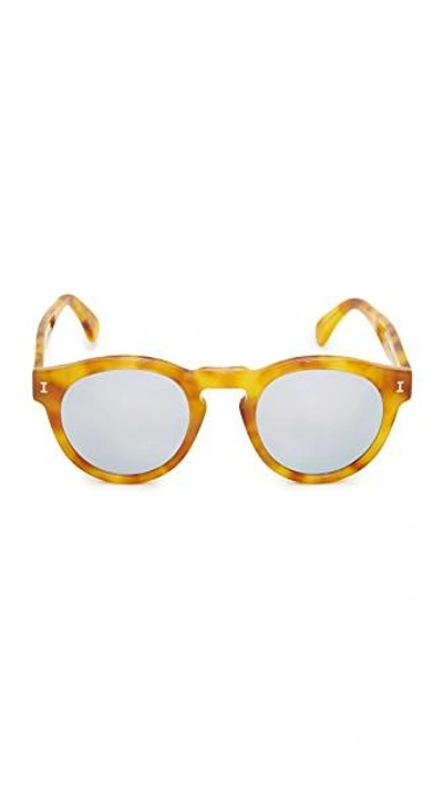 Shop Illesteva Leonard Mirrored Sunglasses In Amber/silver