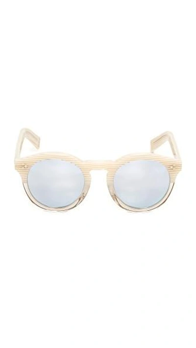 Shop Illesteva Leonard Ii Sunglasses In Cream Stripes/silver