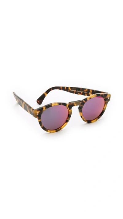 Illesteva Leonard Mirrored Round Sunglasses, 48mm In Tortoise/pink Mirror