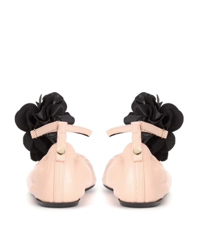 Shop Lanvin Leather Ballerinas In Powder