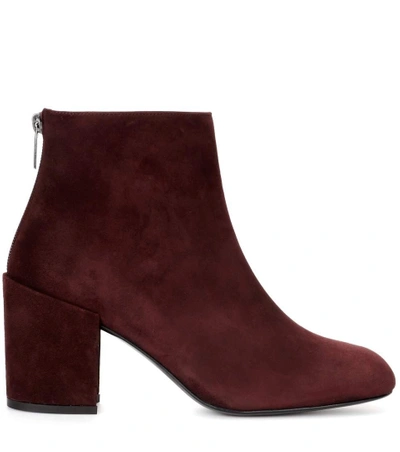 Shop Stuart Weitzman Bacari Suede Ankle Boots In Red