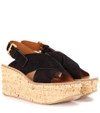 CHLOÉ CAMILLE SUEDE WEDGE SANDALS,P00250781-10