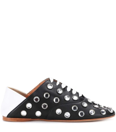 Shop Acne Studios Mika Stone Leather Lace-up Slippers In Llack