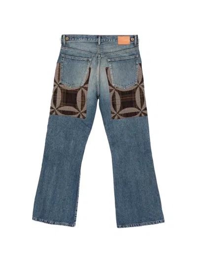 PATCHWORK CHECK-PATTERN JEANS