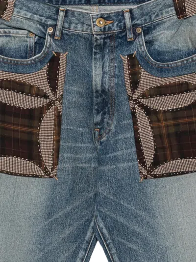 PATCHWORK CHECK-PATTERN JEANS