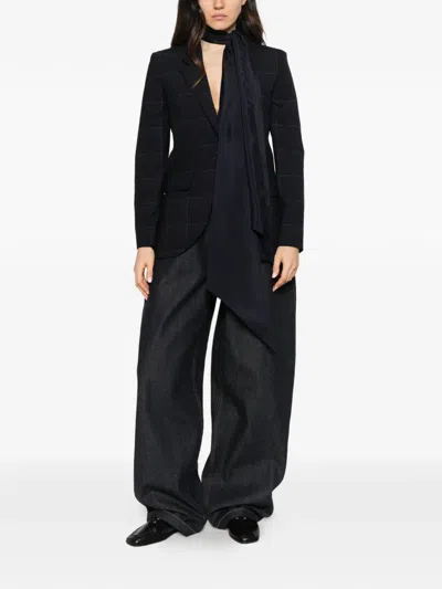 Marella Check-pattern Single-breasted Jacket In Blue