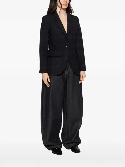 Marella Check-pattern Single-breasted Jacket In Blue