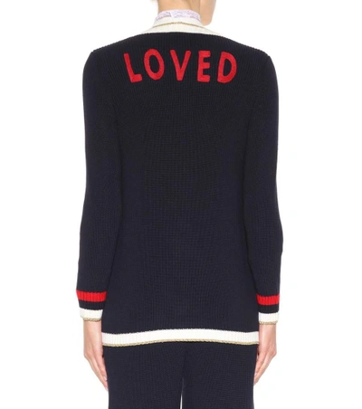 Shop Gucci Cotton-blend Knit Cardigan In Llue